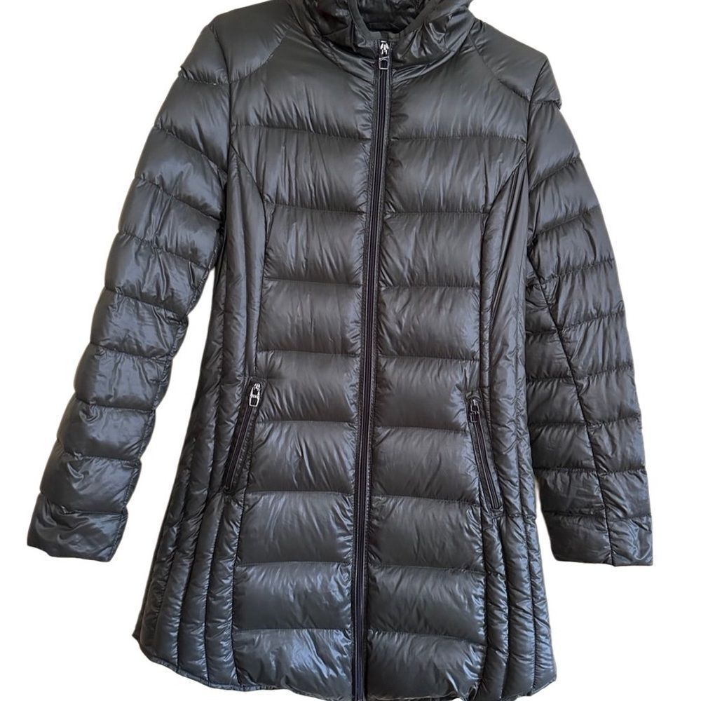 Miss Sixty Down Puffer Charcoal Gray Mid Length Jacket Coat with Hood XS Vintage